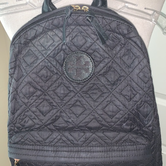 TORY BURCH GORGEOUS JET BLACK QUILTED BACKPACK - Picture 2 of 11
